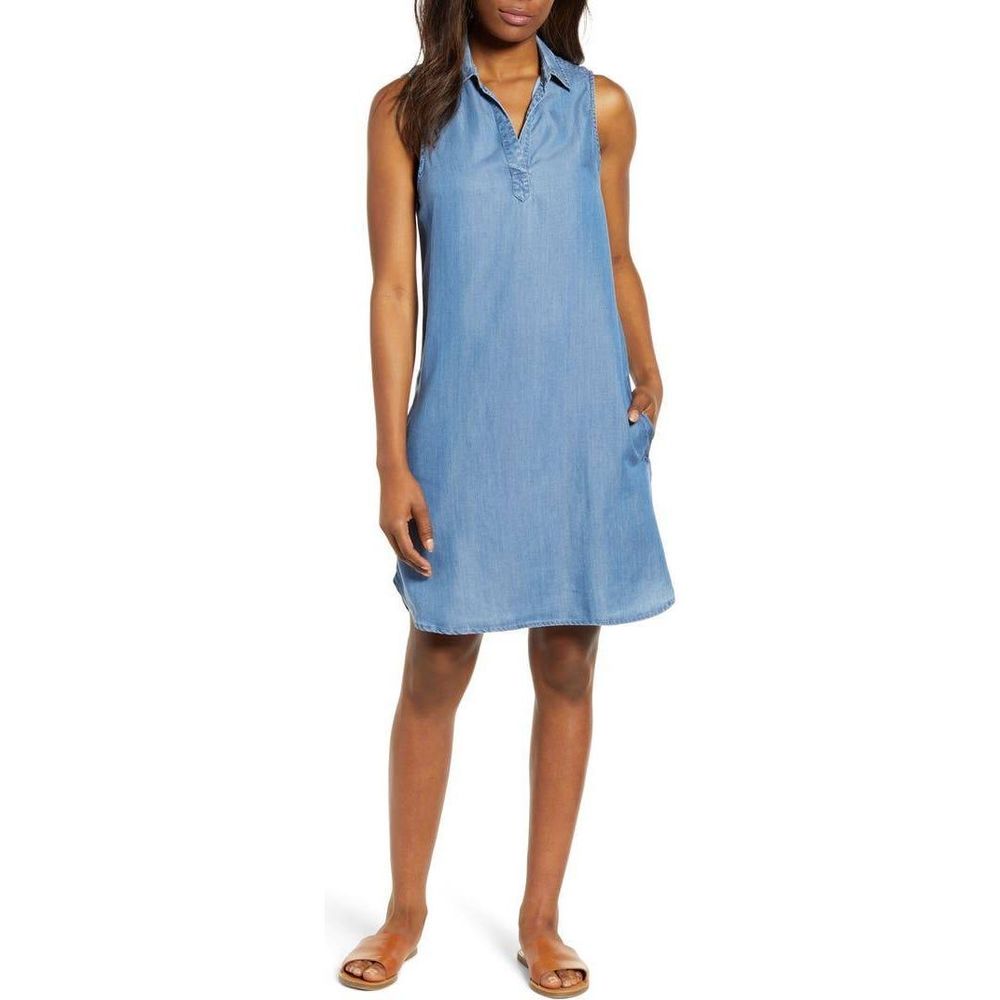 Beachlunchlounge Chambray Shift Dress Size Medium